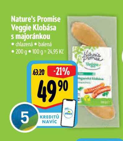 Nature's Promise Veggie Klobása s majoránkou  200 g