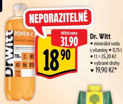 Dr. Witt minerální voda s vitaminy, 0,75 l