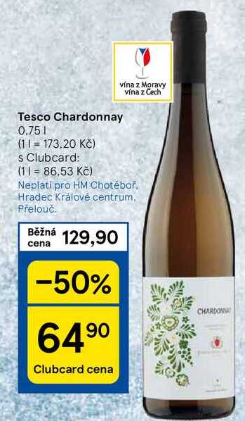 Tesco Chardonnay, 0,75 l