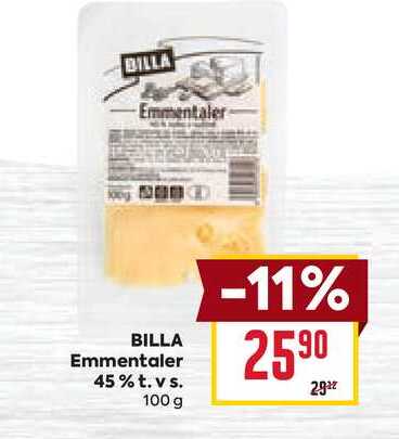 BILLA Emmentaler 45% t. vs. 100 g 