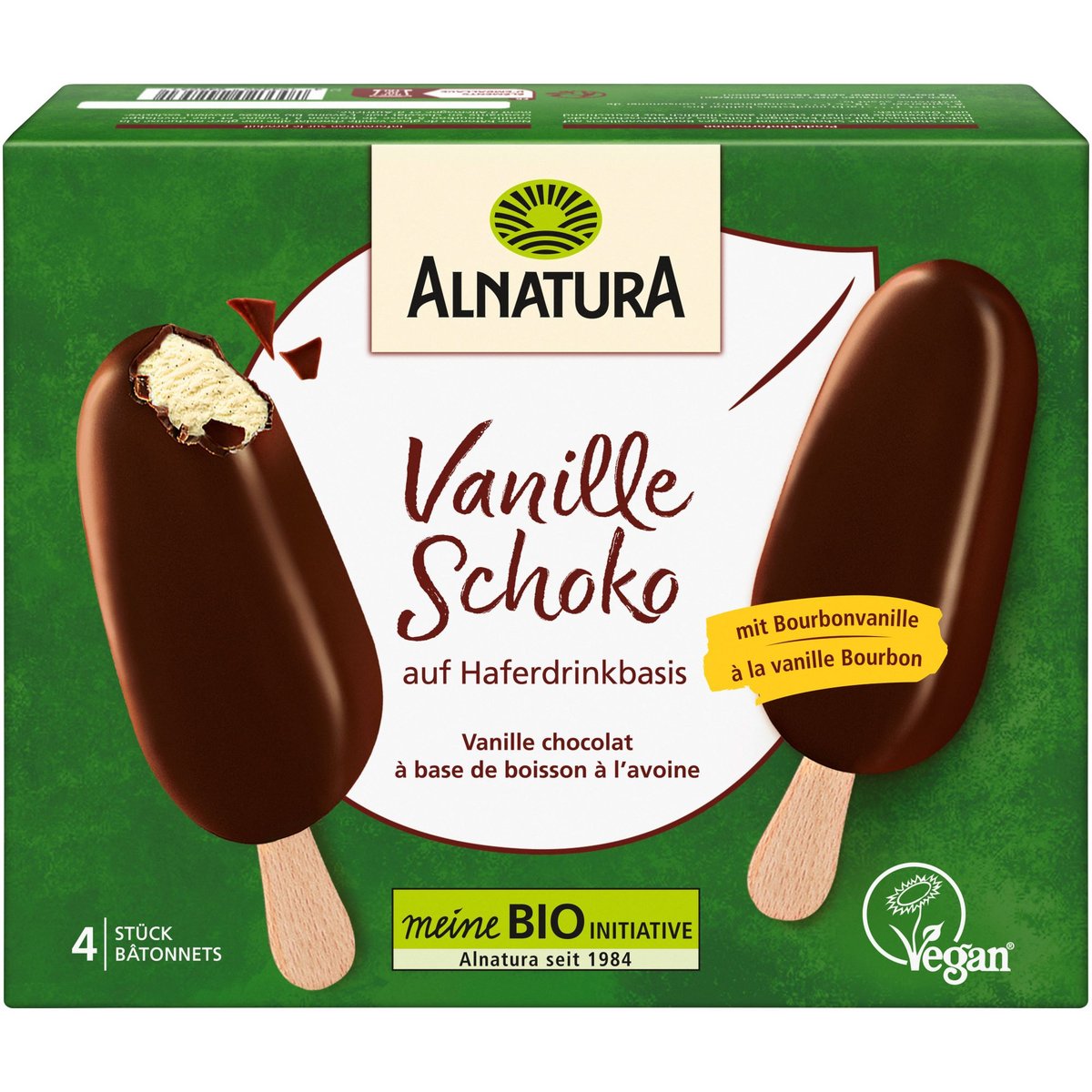 Alnatura BIO Veganské vanilkové nanuky v čokoládě multipack (4 ks)