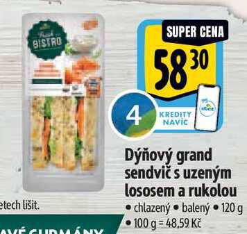 Dýňový grand sendvič s uzeným lososem a rukolou, 120 g