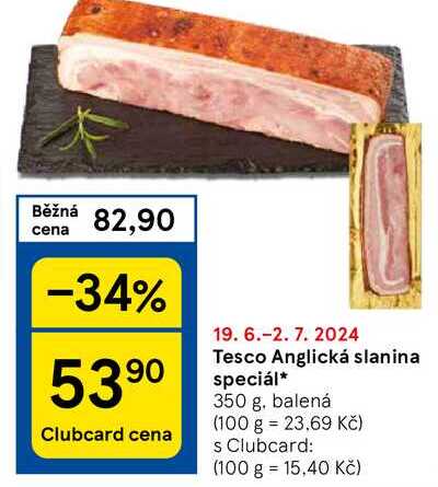 Tesco Anglická slanina speciál, 350 g