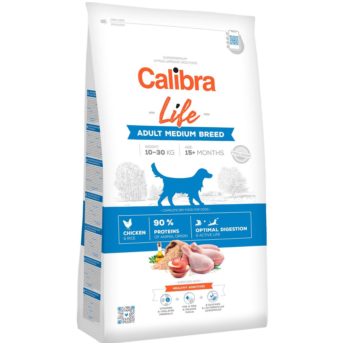 Calibra Dog Life granule pro dospělé psy středních plemen s kuřecím