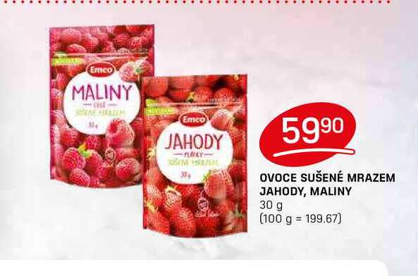 OVOCE SUŠENÉ MRAZEM JAHODY, MALINY 30 g
