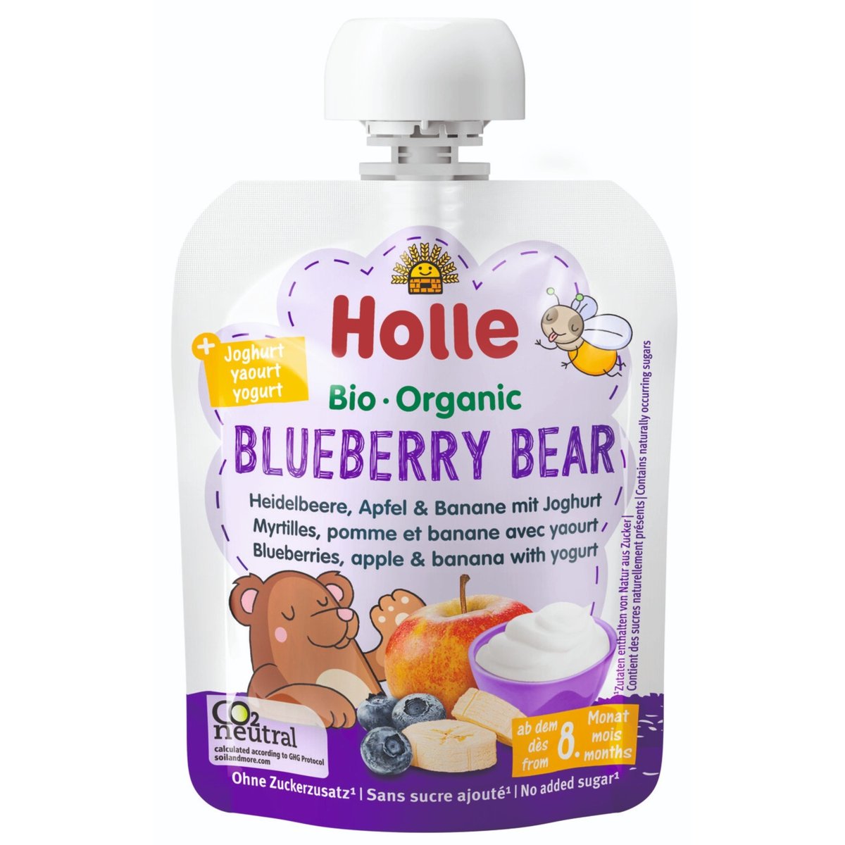 Holle BIO Kapsička ovoce s jogurtem Blueberry bear