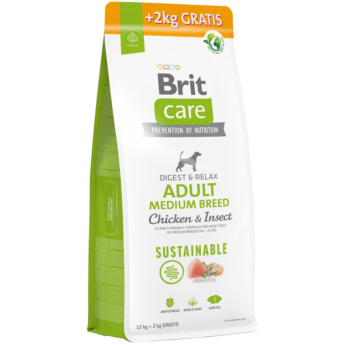 Brit Care Sustainable Adult Medium Breed Chicken & Insect pro psy 12+2 kg zdarma