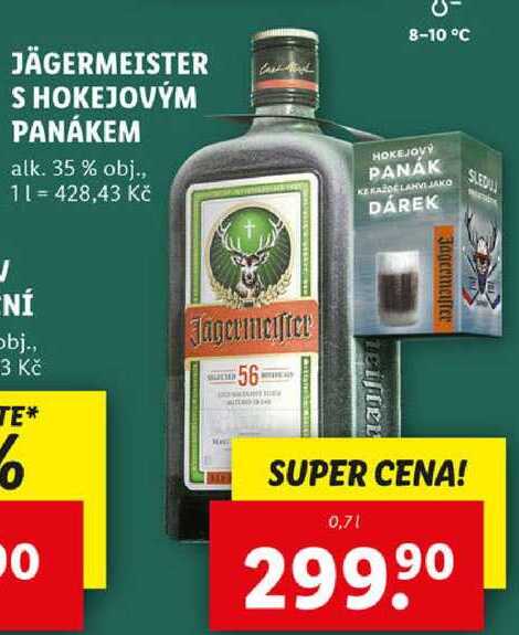 JÄGERMEISTER S HOKEJOVÝM PANÁKEM, 0,7 l
