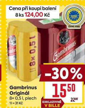 Gambrinus Originál 8x 0,5l, plech
