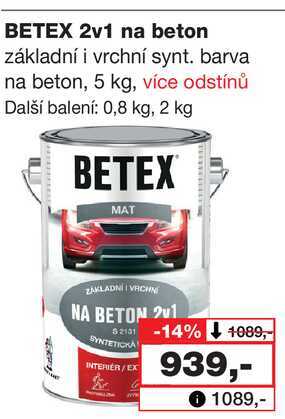 BETEX 2v1 na beton základní i vrchní synt. barva na beton, 5 kg, více odstínů