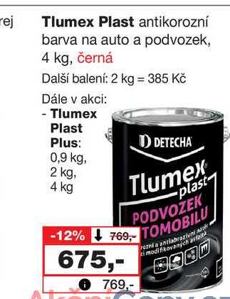 Tlumex Plast antikorozní barva na auto a podvozek, 4 kg