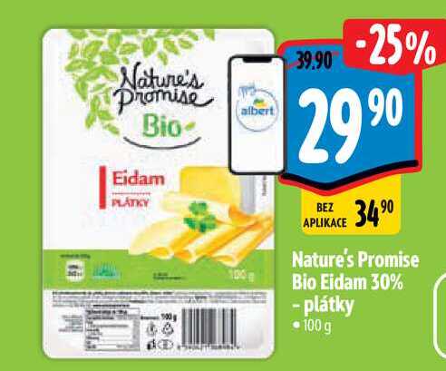 Nature's Promise Bio Eidam 30% plátky 100g