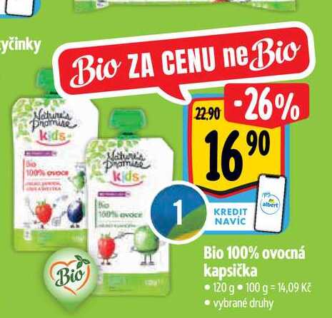 Bio 100% ovocná kapsička 120 g vybrané druhy 