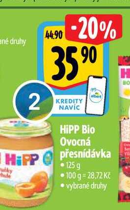 HiPP Bio Ovocná přesnídávka 125 g vybrané druhy