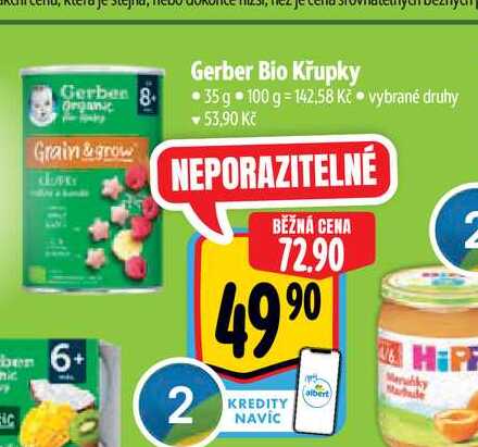 Gerber Bio Křupky Gerber 35 g vybrané druhy 