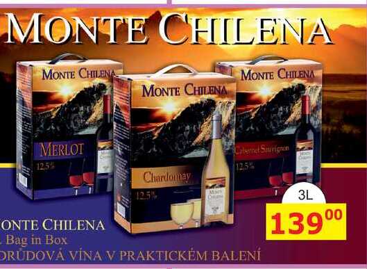 MONTE CHILENA MERLOT 12.5% 3l box