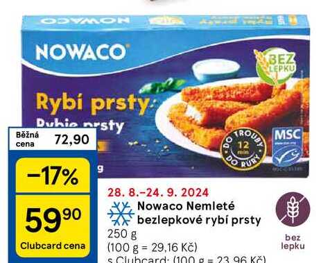 Nowaco Nemleté bezlepkové rybí prsty, 250 g