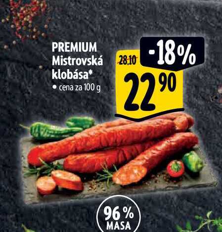 PREMIUM Mistrovská klobása  100 g 