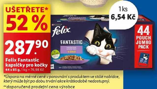 Felix Fantastic kapsičky pro kočky, 44x 85 g