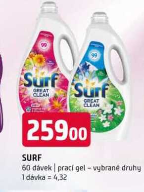 Surf 60 dávek prací gel vybrané druhy