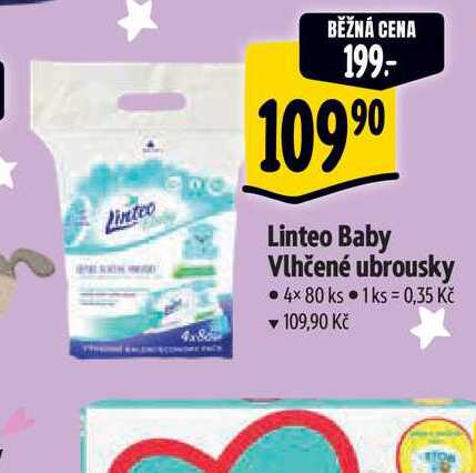   Linteo Baby Vlhčené ubrousky 4x80 ks 