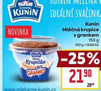 Kunin Mléčná krupice s grankem 150 g 