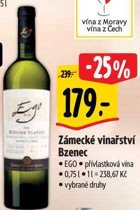 Zámecké vinařství Bzenec EGO, 0,75 l 