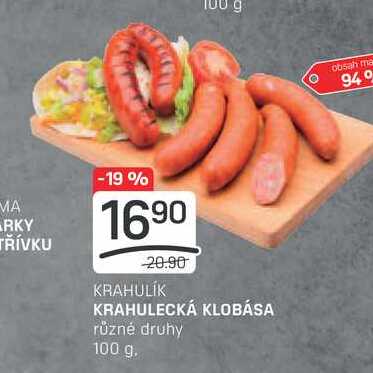 KRAHULECKÁ KLOBÁSA různé druhy 100 g