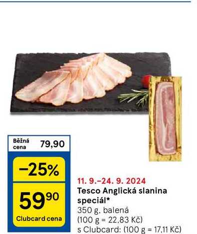 Tesco Anglická slanina special, 350 g