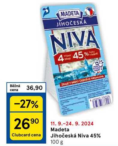 Madeta Jihočeská Niva 45%, 100 g 