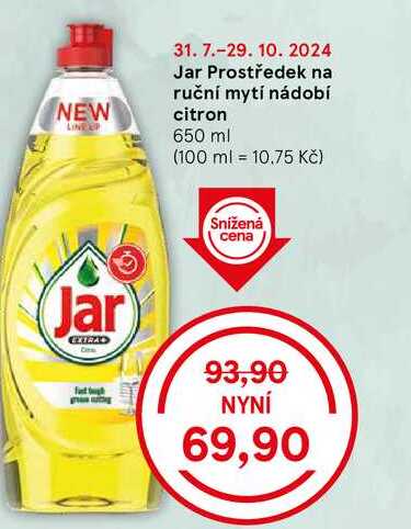 Jar Prostředek na ruční mytí nádobí citron, 650 ml 