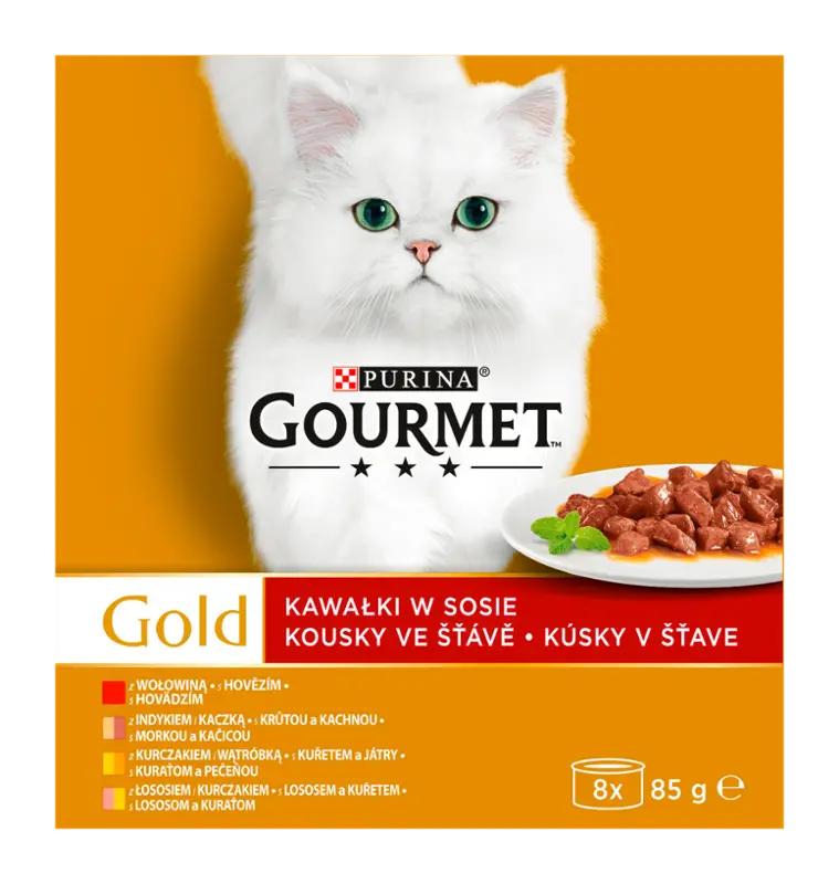 Gourmet Gold Konzervy pro kočky kousky ve šťávě multipack 8x 85 g, 680 g