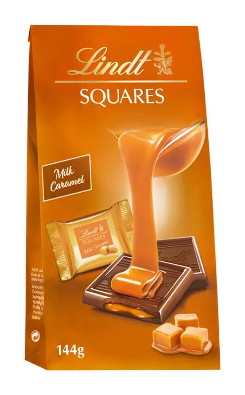 Lindt Mléčná čokoláda s karamelovou náplní Squares, 144 g