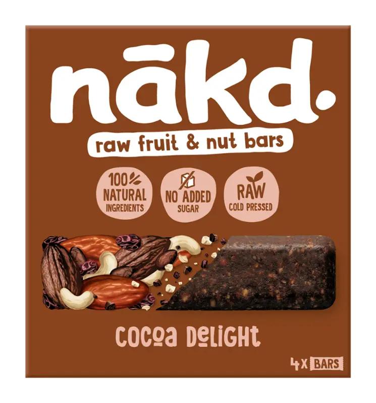 Nakd RAW tyčinky ovocno-oříškové s kakaem Cocoa Delight, 140 g