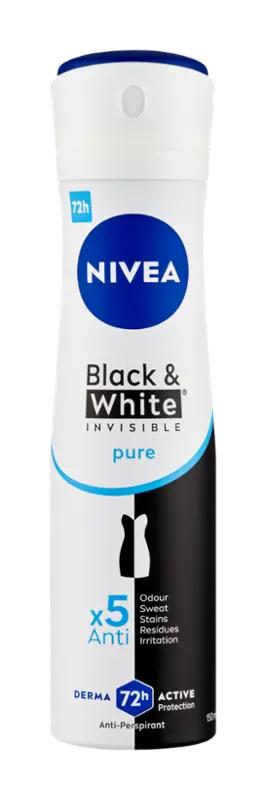 NIVEA Antiperspirant sprej pro ženy Black & White Invisible Pure, 150 ml