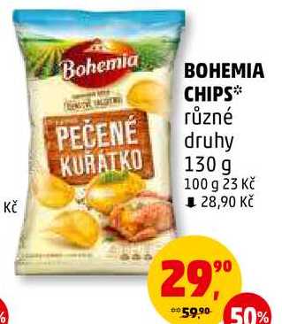 BOHEMIA CHIPS PEČENÉ různé druhy, 130 g