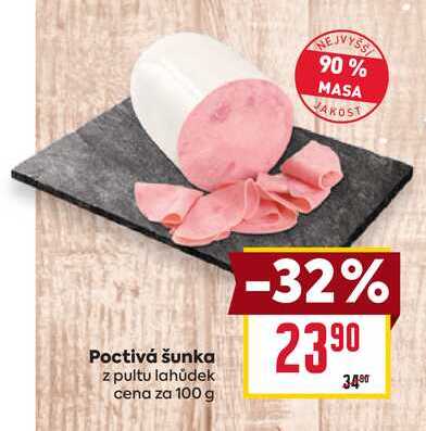 Poctivá šunka z pultu lahůdek cena za 100 g 