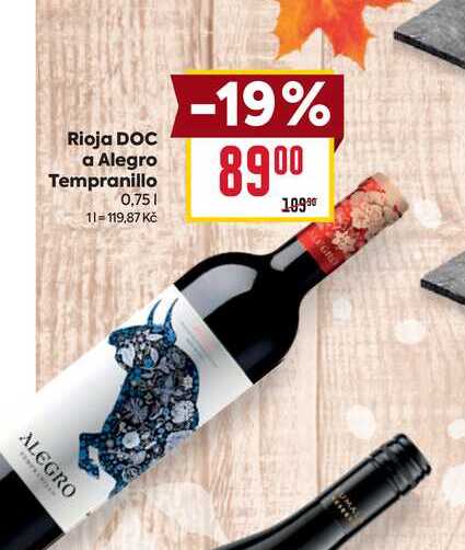 Rioja DOC a Alegro Tempranillo 0,75l