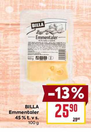 BILLA Emmentaler 45% t. vs. 100 g