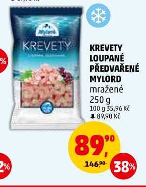 KREVETY LOUPANÉ PŘEDVAŘENÉ MYLORD mražené, 250 g 