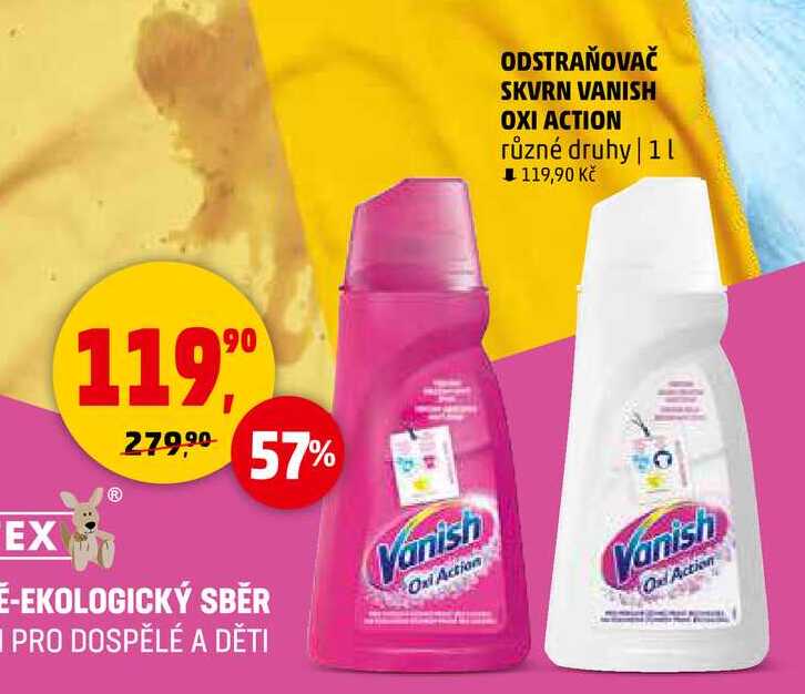 ODSTRAŇOVAČ SKVRN VANISH OXI ACTION různé druhy, 1 l