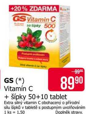 GS Vitamín C + šípky 50+10 tablet 