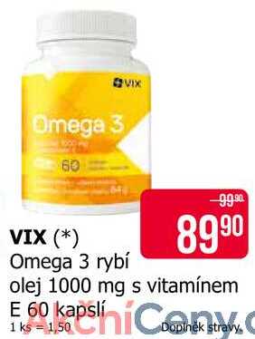 VIX Omega 3 rybí olej 1000 mg s vitamínem E 60 kapslí 