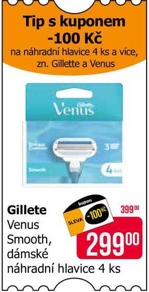 Gillete Venus Smooth, náhradní hlavice 4 ks 