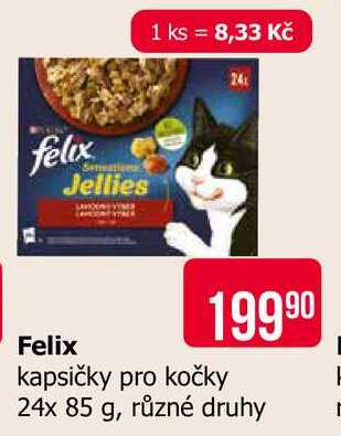 Felixkapsičky pro kočky 24x 85 g, různé druhy 