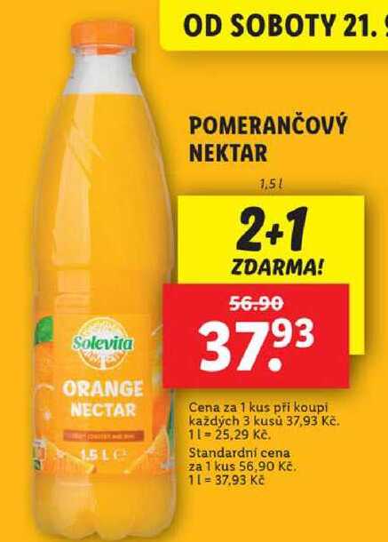 POMERANČOVÝ NEKTAR, 1,5 l