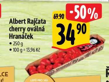 Albert Rajčata cherry oválná Hranáček, 250 g