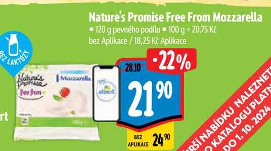 Nature's promise Free From Mozzarella, 120 g