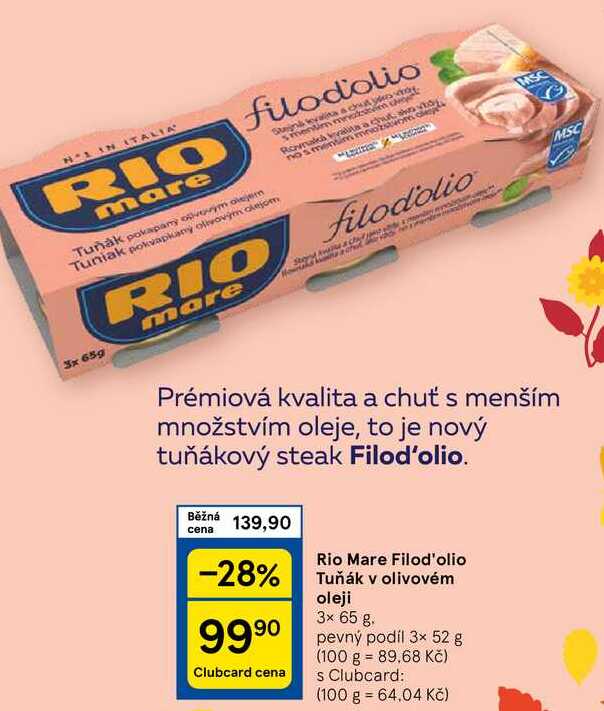 Rio Mare Filod'olio Tuňák v olivovém oleji, 3x 65 g