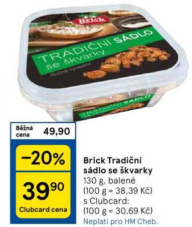 Brick Tradiční sádlo se škvarky, 130 g, balené 